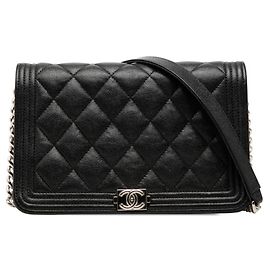 Borsa a tracolla Chanel Coco Mark Matelassé Boy Chain Wallet Nero