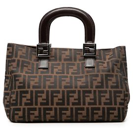 Borsa Fendi Zucca Marrone e Nera in Pelle e Tela Marrone Nero