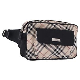 Gürteltasche BURBERRY Nova Check Nylon Beige Silber Auth 194879A Silber Beige