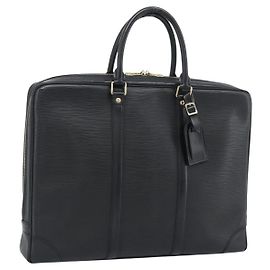 LOUIS VUITTON Epi Porte Documents Voyage Business Bag Black M54472 Auth BA14676 Black