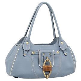 Salvatore Ferragamo Handtasche aus Leder Hellblau Goldfarben Auth BA14586 Andere Hellblau