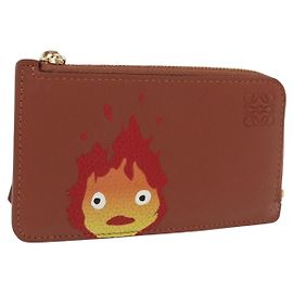 LOEWE x Studio Ghibli Howl's Moving Castle Kartenetui Calcifer Auth 167455SM Braun Rot