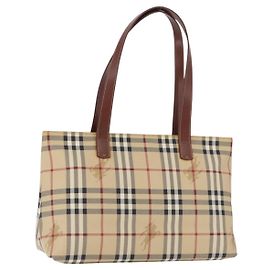 Sac cabas BURBERRY Nova Check bleu PVC Beige Or Auth 194843V Beige Doré