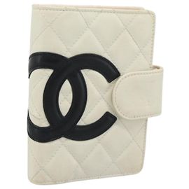 CHANEL Cambon Line Day Planner Cover Leather Black Silver CC Auth bs36631 Black Silvery