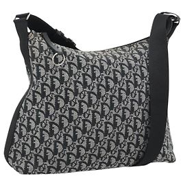 Borsa a Spalla Christian Dior Trotter Canvas Grigio Argento Auth 194858A Marrone Argento