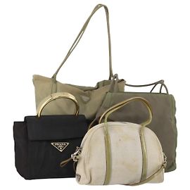 Borsa a Spalla PRADA Nylon Canvas 2way 4 Set Rosso Nero Auth bs36350 Nero Rosso
