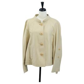 Jaqueta LOEWE de Couro Bege Auth bs36688M Bege