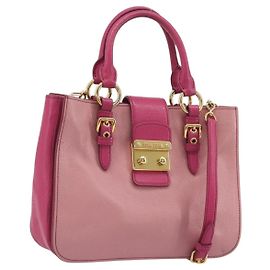 Borsa Miu Miu Madras in Pelle 2way Rosa Oro Auth 194746A Rosa D'oro