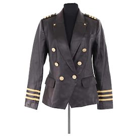 L'Agence Kenzie leather blazer black Black