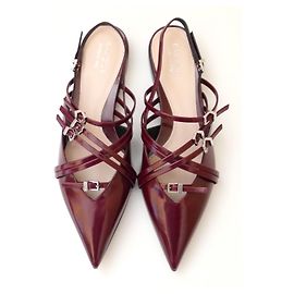 Gucci Seraphine Bailarinas de punta con múltiples correas Burdeos