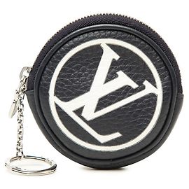 Louis Vuitton Navy Leather Keyring Navy blue