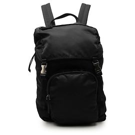 Prada Rucksack mit Triangle-Logo-Plakette Schwarz
