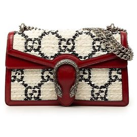 Gucci GG Tweed Dionysus Medium Chain Shoulder Bag Black White Red