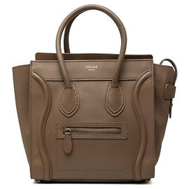 Céline Bolsa Micro Luggage Celine em couro bege Bege
