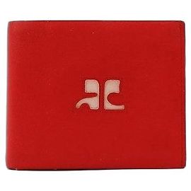 Courreges Courrèges Paris Red Leather Bifold Wallet Red