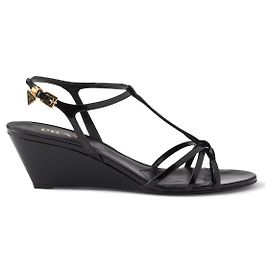 Prada Sandali con zeppa in vernice nera Triangle Nero