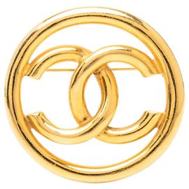 Spilla tonda vintage Chanel Coco Mark D'oro