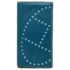 Hermès Hermes Evelyne Bi-fold Long Wallet Blue Navy blue