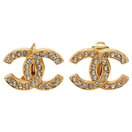 Orecchini a clip Chanel placcati oro e strass D'oro