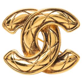 Broche Chanel Matelassé Coco Mark Doré