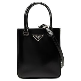 Sac à main en cuir noir Prada Noir
