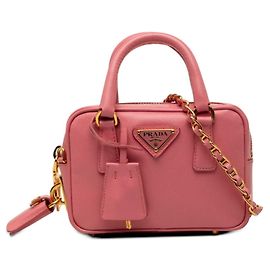 Prada Triangle Logo Plate Mini Handtasche Pink