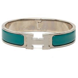 Hermès Emaille-Armband Hermes Click H PM Silber Grün