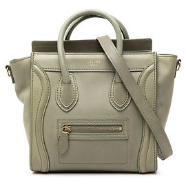 Céline Celine Luggage Nano Shopper Handbag/Shoulder Bag Green Khaki