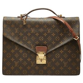 Sac à main Louis Vuitton Monogram Portedocuments Bandoulière Marron