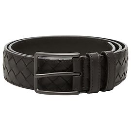 Cinto de couro Intrecciato Bottega Veneta Castanho escuro