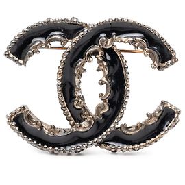 Broche Chanel Coco Mark Noir Doré