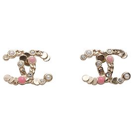 Orecchini Chanel Vintage Coco Mark Rosa D'oro