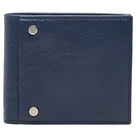 Balenciaga Navy Leather Bi-Fold Wallet Navy blue