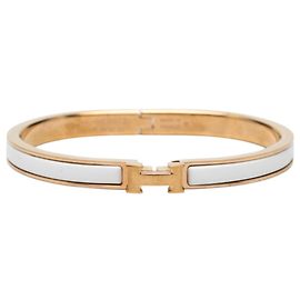 Hermès Pulsera Hermes Mini Click H Charm Blanco Dorado