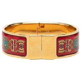 Hermès Pulsera Bangle Hermes Email GM Loquet Cloisonné Roja Multicolor Dorado