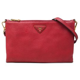 Bolsa de ombro e clutch com placa de logotipo Triangle Prada Vermelho