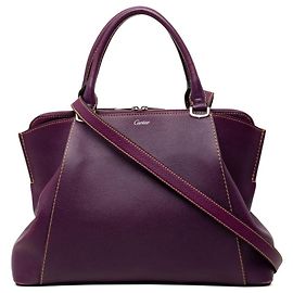 Bolsa de ombro e de mão Cartier C de Handbag em couro roxo Roxo
