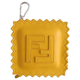 Fendi Raviolo leather keychain yellow Yellow