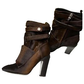 Fendi Brown Pony Calfskin Boots Size 39 Brown
