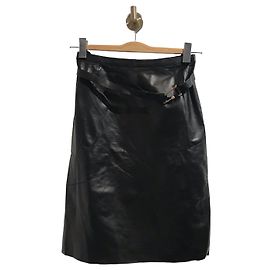 Falda Gucci cuero negro T.34 Negro