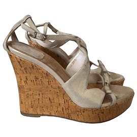 Sandales Dior compensées T.38,5 Doré