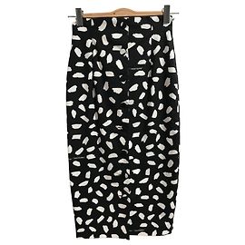 Off White Bleistiftrock aus schwarzer Baumwolle Schwarz