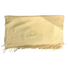 Prada Wollschal gelb mit gesticktem Logo Gelb