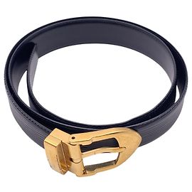 Louis Vuitton Ceinture en cuir noir Epi avec boucle dorée Taille 110/44 Noir