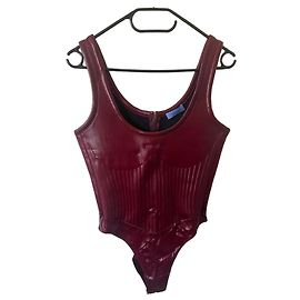 Thierry Mugler Mugler Leather-Effect Corset Bodysuit Bordeaux – Size 40 – Very Good Condition Other