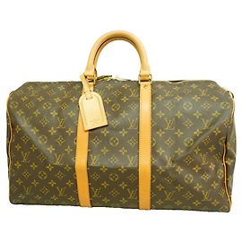 Borsa Louis Vuitton Boston Monogram Keepall 50 Marrone