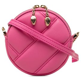Bulgari Bolsa transversal Serpenti Cabochon redonda em couro rosa Bvlgari Rosa