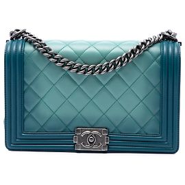 Chanel Blue Medium Quilted Calfskin Ombre Boy Flap Bleu Turquoise