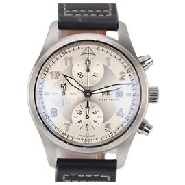 IWC Pilot's Watch Spitfire Chronograph IW371702 White/Silver Dial Automatic 42mm Black White Silver hardware