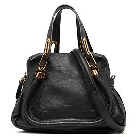 Chloé Black Small Pebbled Leather Paraty Satchel Black
